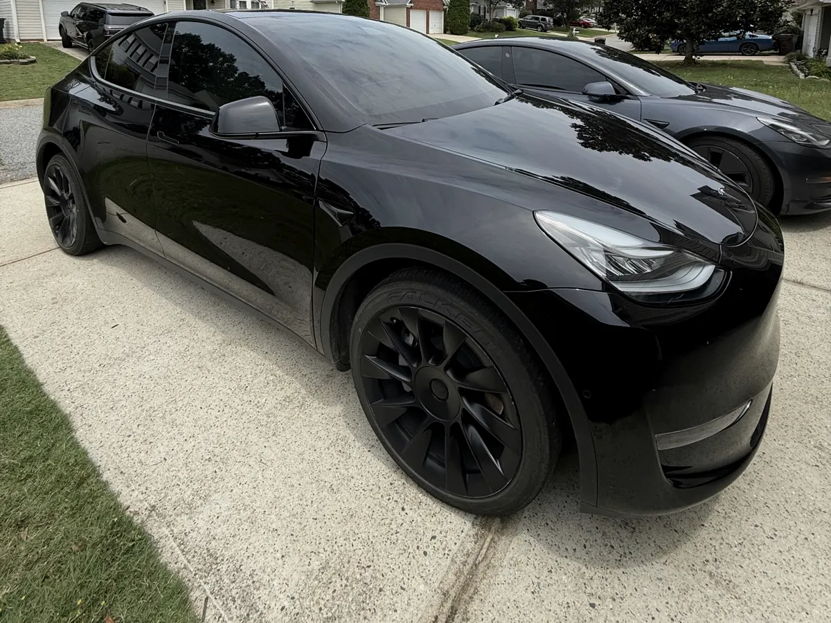 Black Tesla Model Y with ceramic window tint, Simpsonville SC