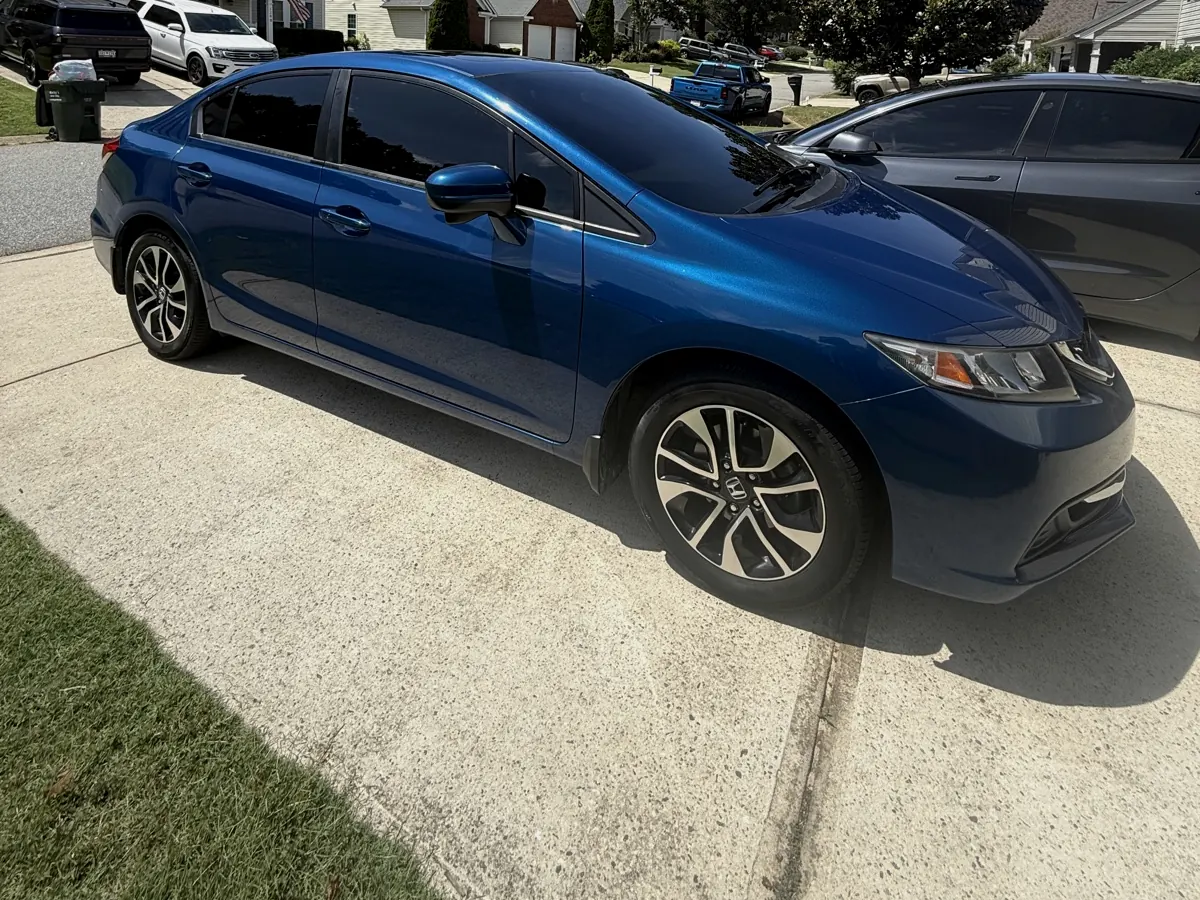 Blue Honda Civic with tinted windows, Simpsonville SC